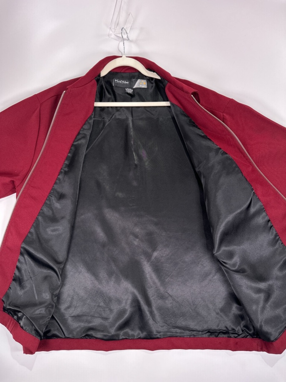 KikWear Smooth Cut Mechanic Jacket Vintage Full Zip Polyester Burgundy L - Picture 6 of 10